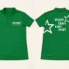 Áo thun cổ tàu FAWT xanh – mặt trước và sau
