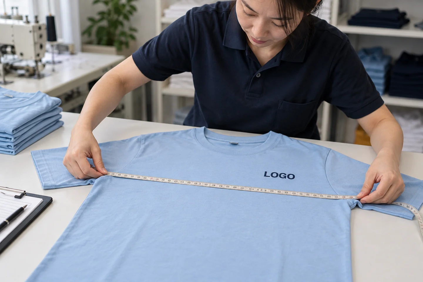 Đo ngang ngực áo với LOGO