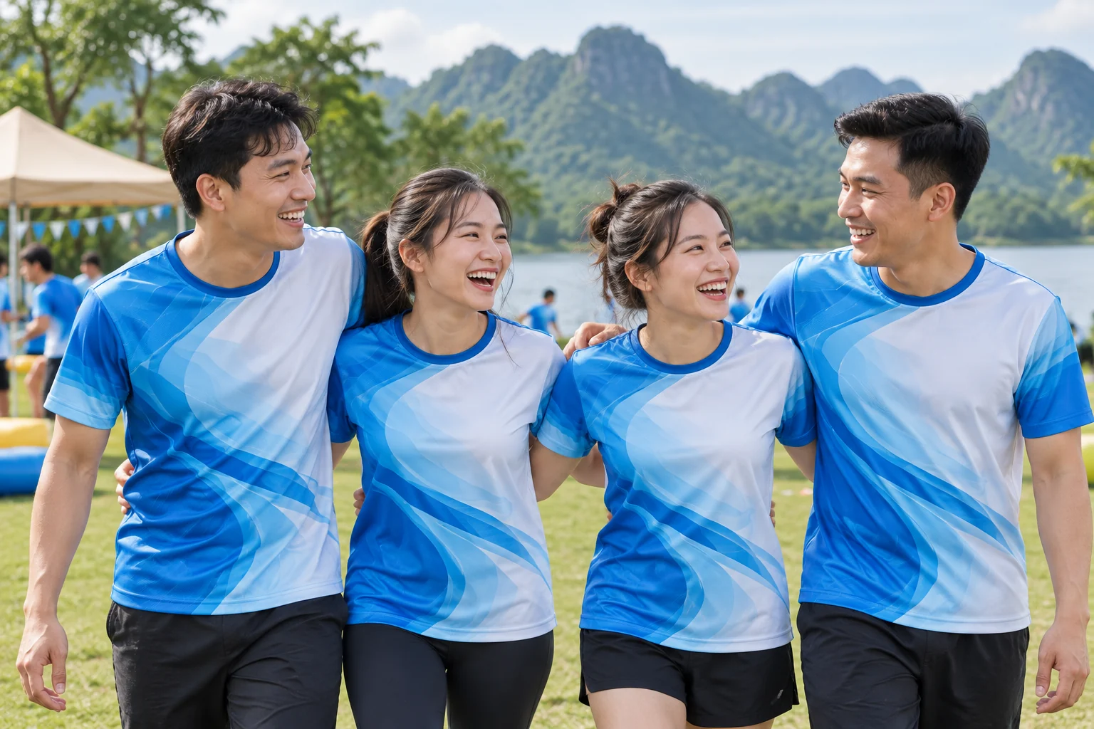 Đồng phục team building vải Vicool in chuyển nhiệt