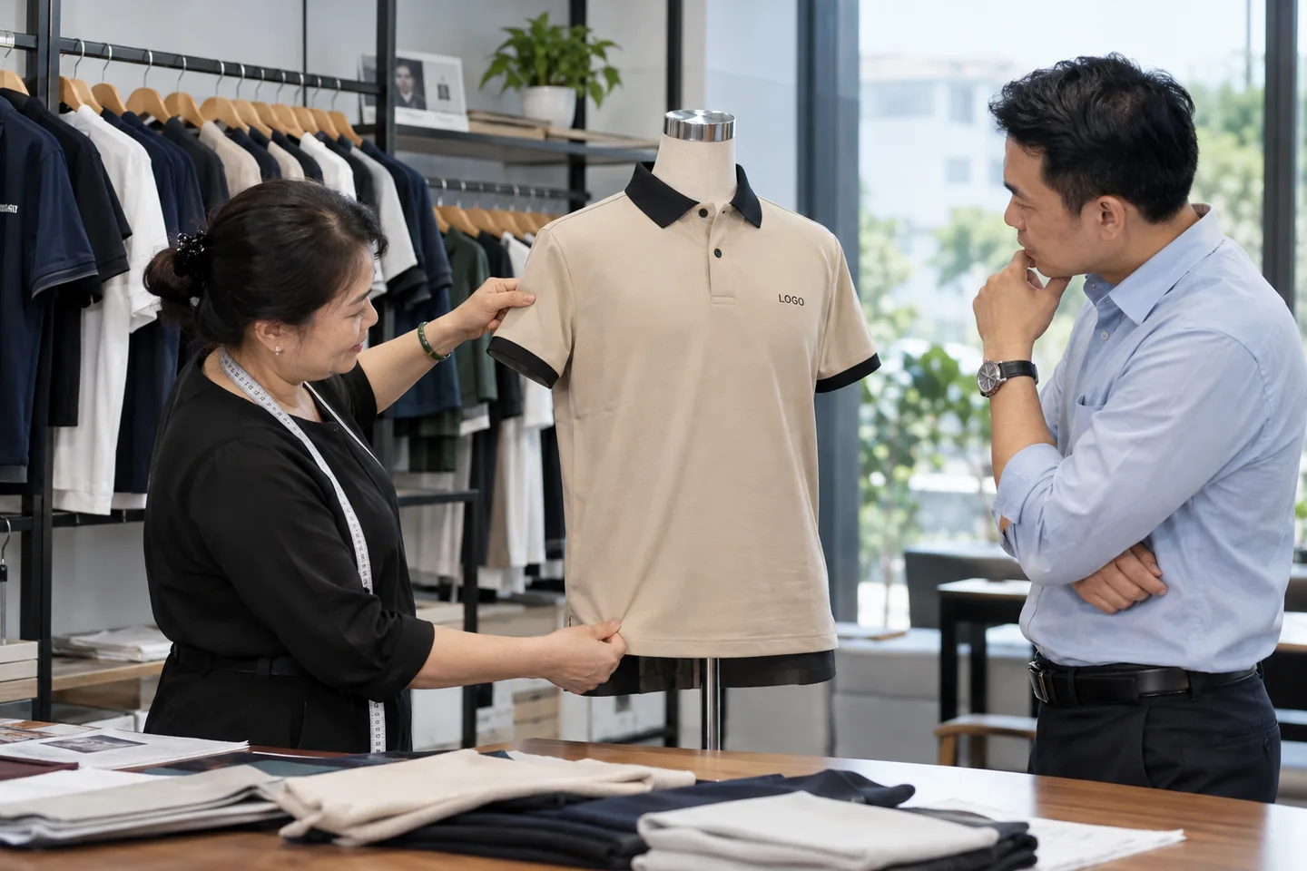 Duyệt cảm giác và form polo trên áo mẫu