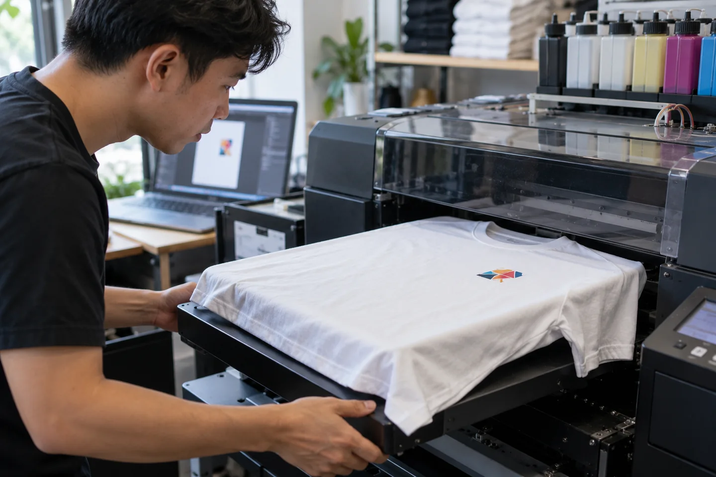 In DTG trên áo thun cotton trắng