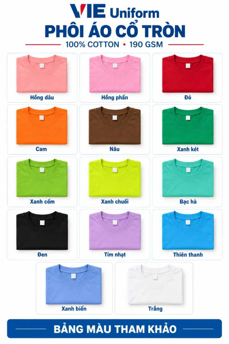 Phôi áo sẵn in hình tại VIE Uniform: chọn mẫu, màu và size