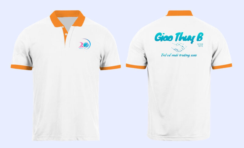 314 áo họp khóa K29 THPT Giao Thủy B do VIE Uniform sản xuất – Maket hai mặt áo họp khóa K29 Giao Thủy B: nền trắng, cổ và bo tay cam, logo kỷ niệm và thông điệp Trở về mái trường xưa. – 10