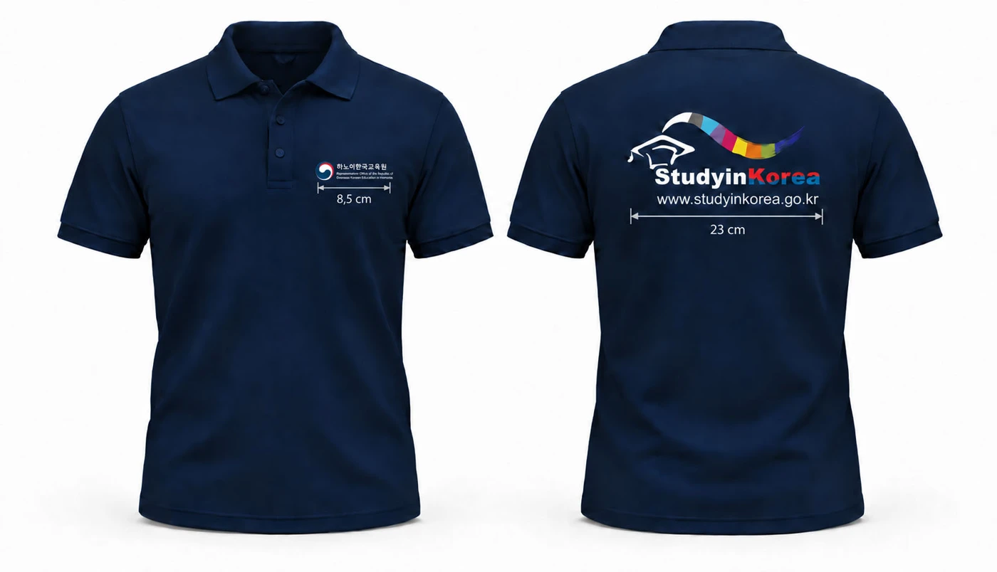 Maket áo polo Study in Korea mặt trước và mặt sau
