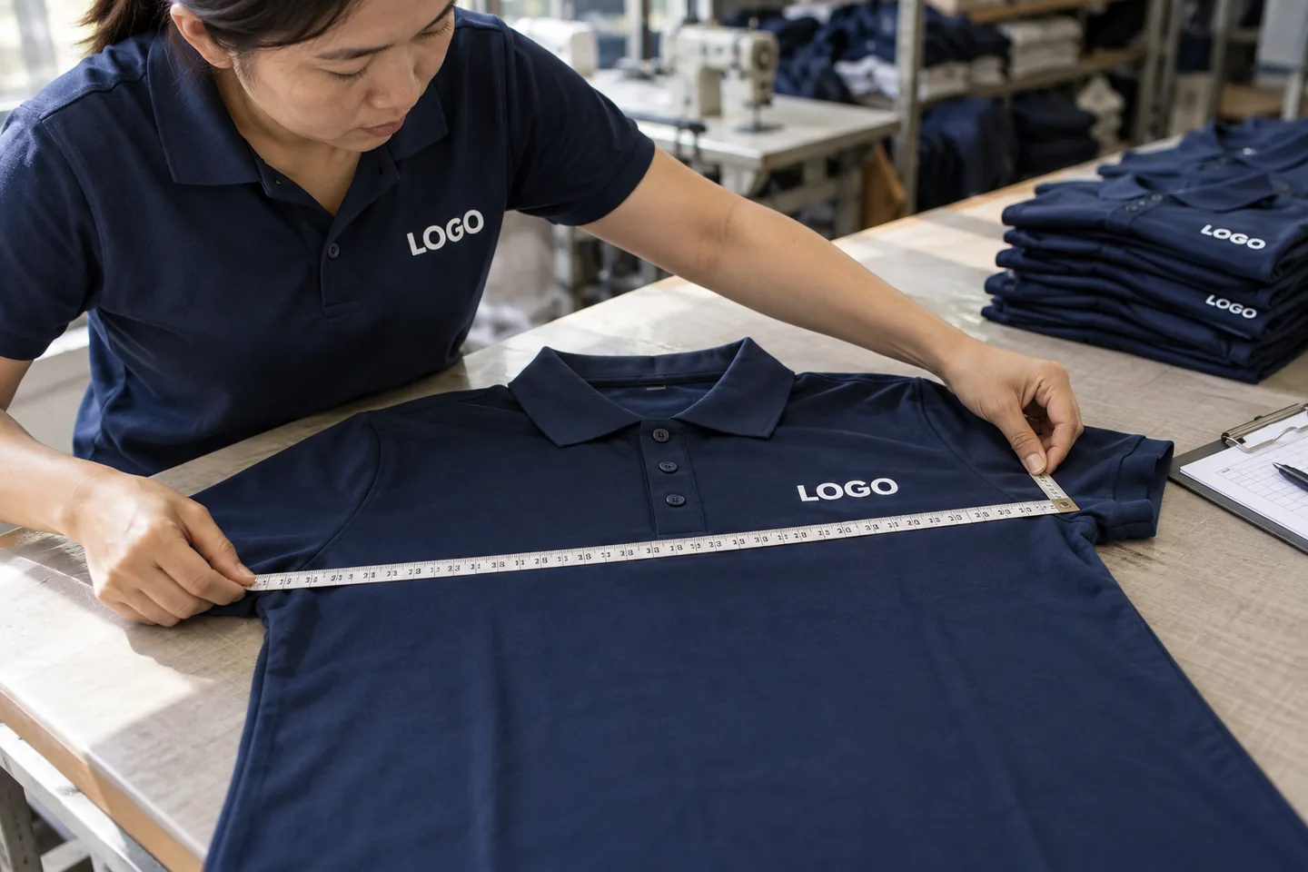Kiểm tra thông số áo polo mẫu
