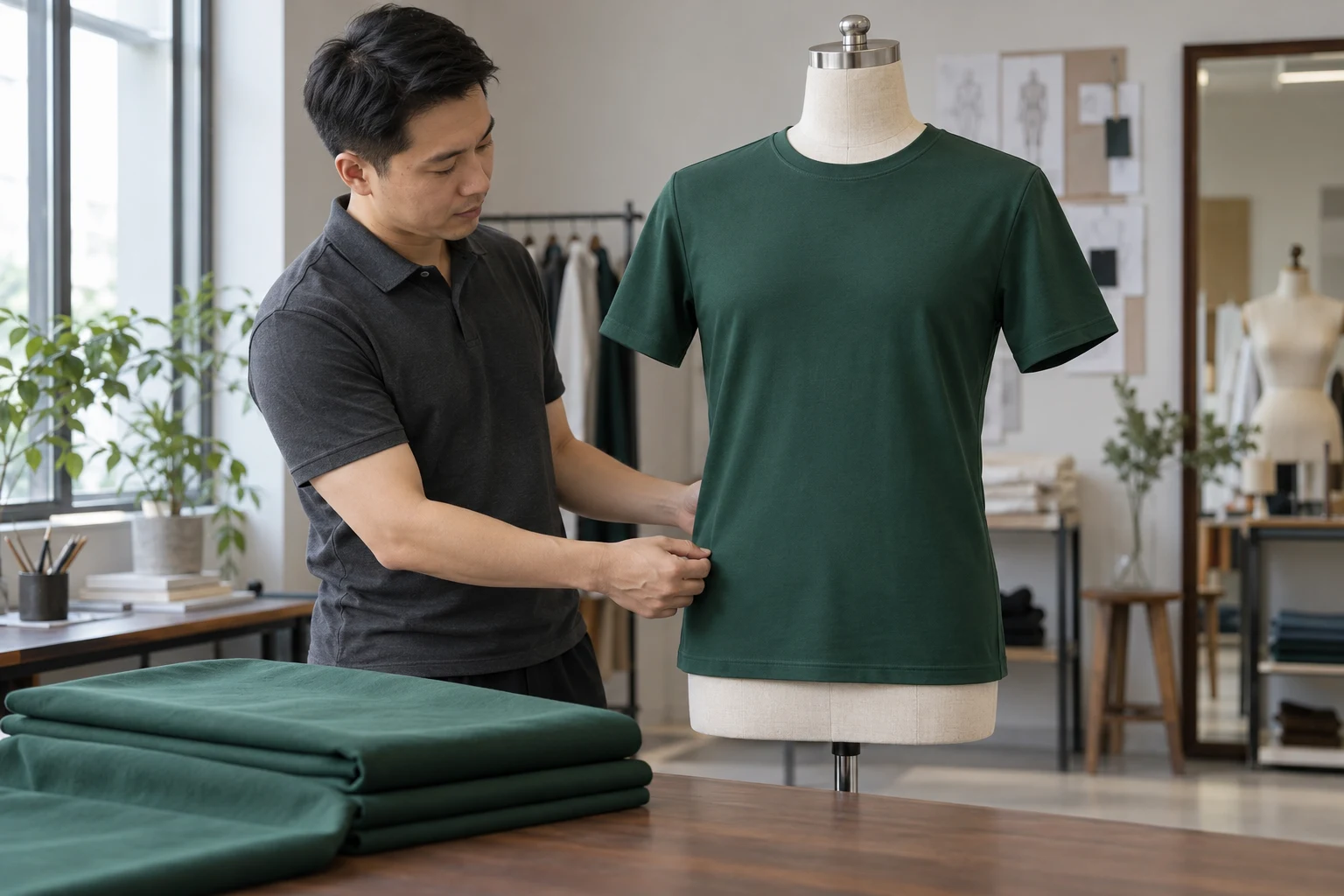 Kiểm tra form áo xanh đậm minh họa cho chất liệu ULTIMATE